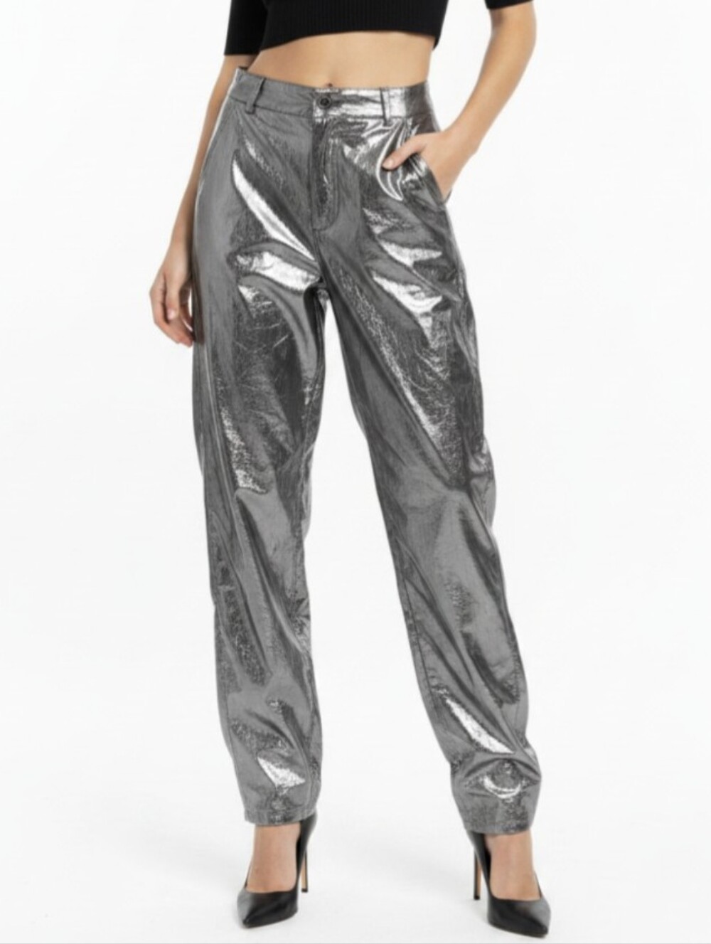 NWT! SINCERELY JULES! SILVER ULTRA STRETCH STRAIGHT LEG, HIGH WAIST PANTS! SZ S